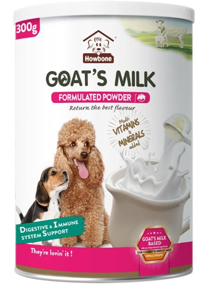 Howbone Goat’s Milk Formulated Powder, Nutrient-Rich Puppy & Adult Supplement for Dogs 300g From Varmacy - Image 1